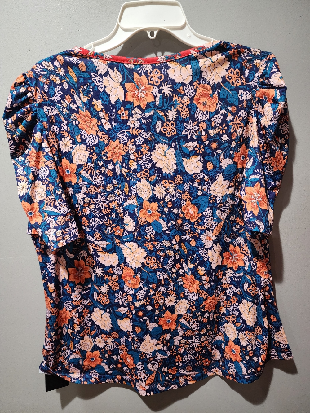 Floral Women’s Blouse - Navy & Coral - Picture 6 of 7